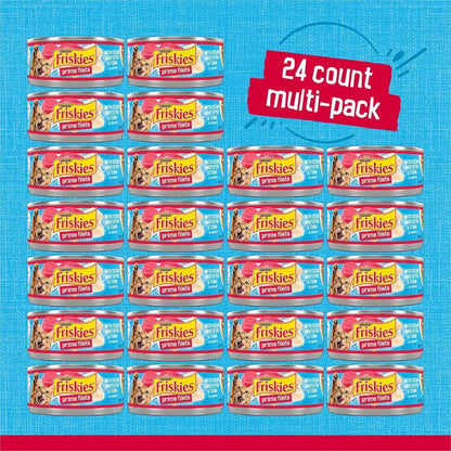 Purina Friskies Prime Filets with Ocean Whitefish and Tuna in Sauce High Protein Wet Cat Food - (Pack of 24) 5.5 Oz. Cans4
