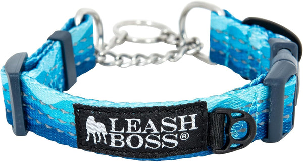 Leash Boss Martingale Collar for Dogs - Steel Chain | Reflective Nylon Dog Collar for Large Dogs, Medium and Small Dogs | No Pull Pet Training Collar Small1