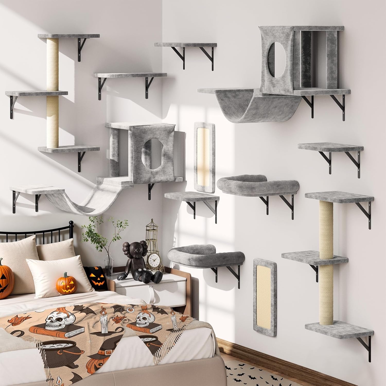 12-in-1-cat-wall-shelves-wall-mounted-cat-climber-with-condo-house-scratching-post-bridge-ladder-space-saving-indoor-play-furniture-for-kittens-black