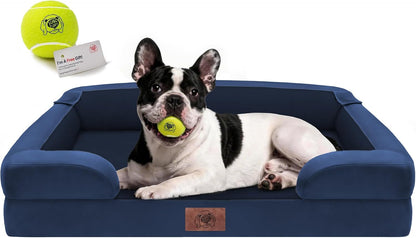 Waterproof Orthopedic Dog Bed for Extra Large Sized Dogs | Memory Foam Pet Bed Sofa with Bolster, Dog Couch with Washable Cover & Non-Slip Bottom, 42X30 Inch, Grey28