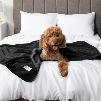 Petami Waterproof Dog Blanket for Couch, Pee Proof Reversible Cat Blanket for Sofa Bed Furniture Protector, Soft Fleece Washable Pet Throw for Dogs Cats Puppies Kittens, 40X60 Black Gray8