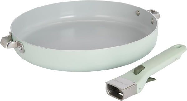 Ceramic Frying Pan Skillet with Removable Handle, Induction Compatible, Nonstick and Oven Safe, 12-Inch, Sage Green1