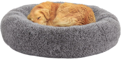 Calming Dog Beds for Large Dogs, Faux Fur Donut Cuddler Dog Bed, round Fluffy Pillow, Washable Pet Bed for Dogs up to 80Lbs, 36Inch7