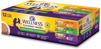 Wellness Complete Health Pate Variety Pack Adult Canned Wet Cat Food, Natural, Protein Rich, Grain Free, Seafood Favorites, 3 Oz, Pack of 24 Cans12
