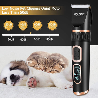 Dog Clippers Professional Heavy Duty Grooming Clipper 3-Speed Low Noise High Power Rechargeable Cordless Pet Tools for Small & Large Dogs Cats Pets with Thick Coats4