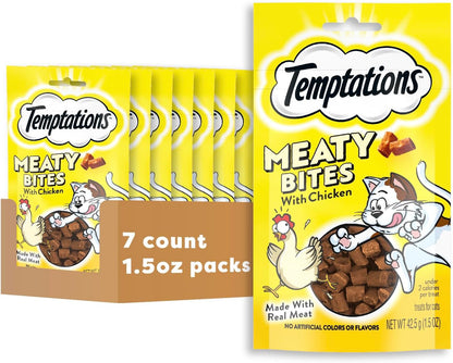 Temptations Meaty Bites Savory and Soft Cat Treats, Chicken Flavor, 4.12 Oz | Real Meat, High Protein, under 2 Calories per Treat, Resealable Stay-Fresh Pouch, Use as Snack or Food Topper12