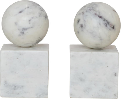 Creative Co-Op 2-Piece Marble Geometric Bookends, White6