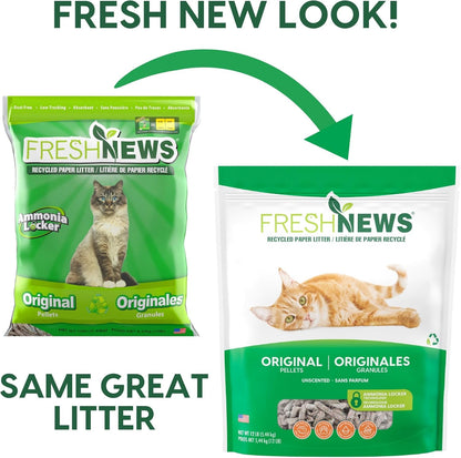 Fresh News Recycled Paper Original Pellet Cat Litter, 25 Pound, Non-Clumping, Unscented, Made in USA2
