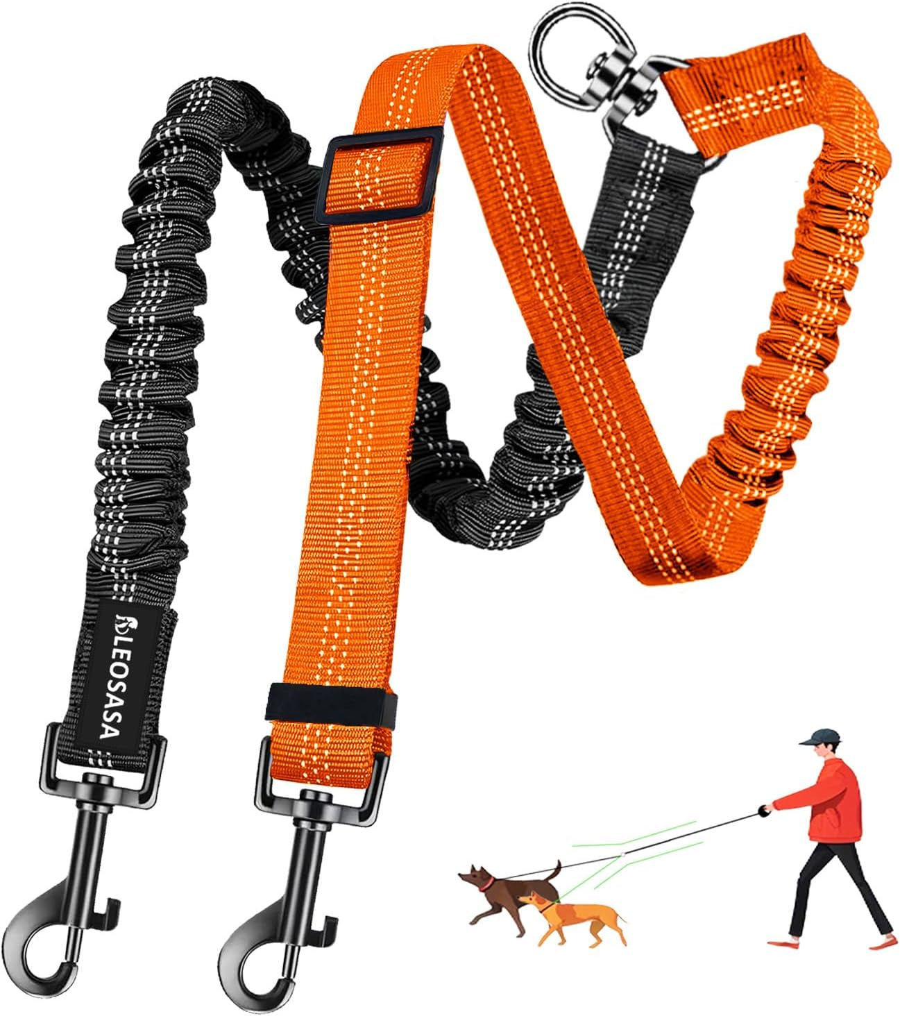 double-dog-leash-360-swivel-tangle-free-splitter-attachment-2-dogs-multi-functional-leashes-dual-rope-for-outdoor-walk-train-small-medium-large-two-pet-pink