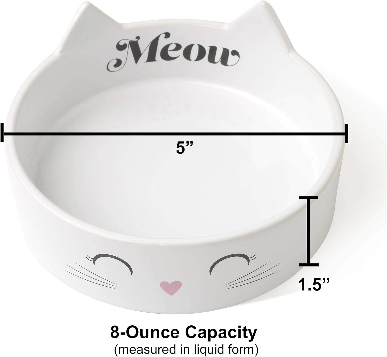 petrageous-16037-meow-kitty-dishwasher-safe-stoneware-cat-bowl-5-inch-diameter-1-5-inch-tall-with-1-cup-capacity-for-cats-white