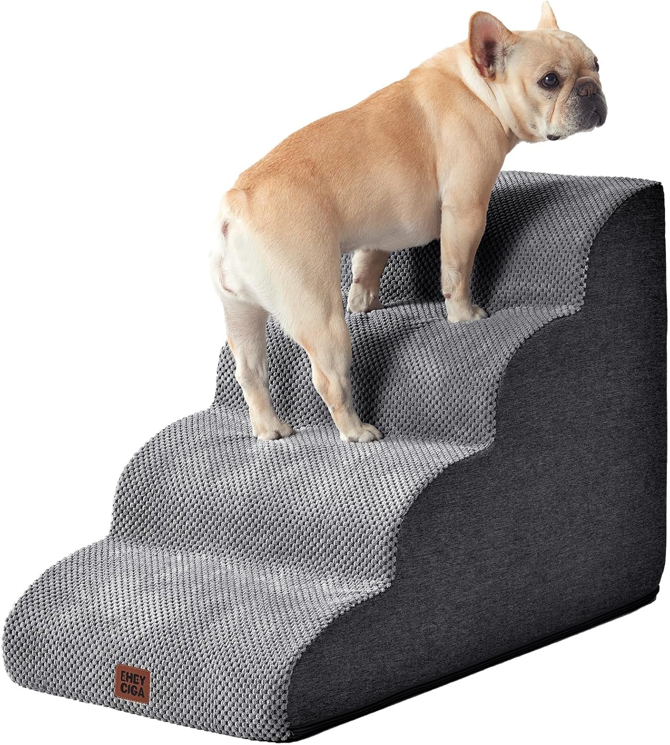 eheyciga-curved-dog-stairs-ramp-for-5-step-high-beds-22-6-h-dog-steps-33d-density-of-pure-foam-for-small-dogs-and-cats-pet-stairs-for-high-bed-climbing-non-slip-balanced-pet-step-indoor-grey