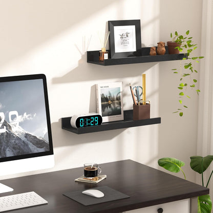 Floating Shelves for Wall Decor and Storage, Black, 6Pcs 15.7'' | Wall Mounted Wood Shelves for Living Room, Bedroom, Bathroom, Kitchen, Office, Laundry Room Display and Organize8