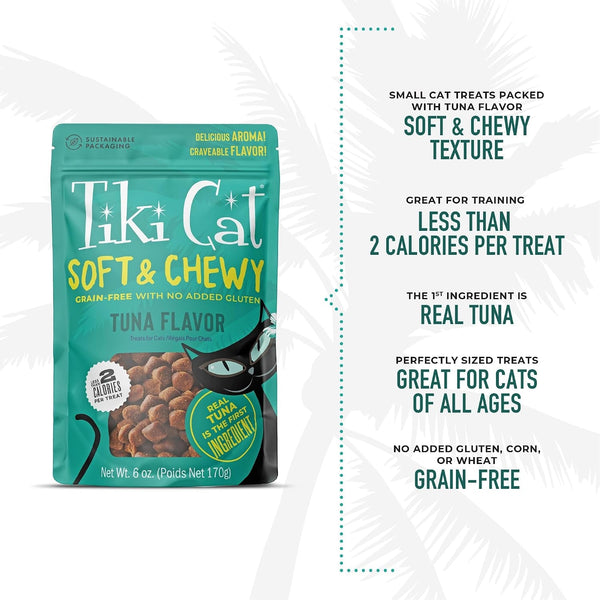 Tiki Cat Soft & Chewy Treats, Tuna Flavor, 3 Calories per Treat with Grain-Free and No Added Gluten, 6 Oz Pouch (Pack of 1)5