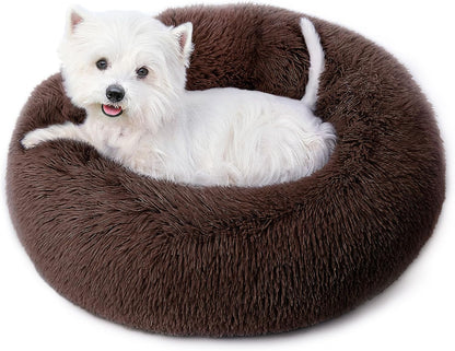 Calming round Dog Bed & Cat Bed for Indoor Cats, Medium Size Washable Anti-Slip Anti-Anxiety Donut Dog Beds for Small Dogs & Cats, Fluffy Plush Soft Dog Bed(20 Inch, Light Grey)8