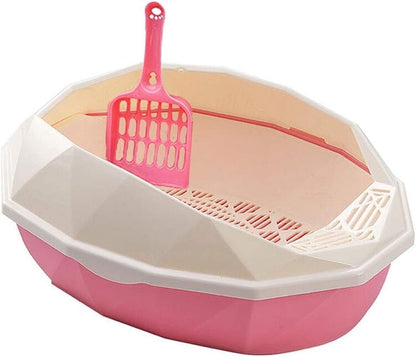 Dog Potty Training Toilet ﻿ Semi-Enclosed Litter Box Large with Pedal Single-Layer Double-Layer Cat Toilet Pet Supplies Space Fashion Pot(Pink)1
