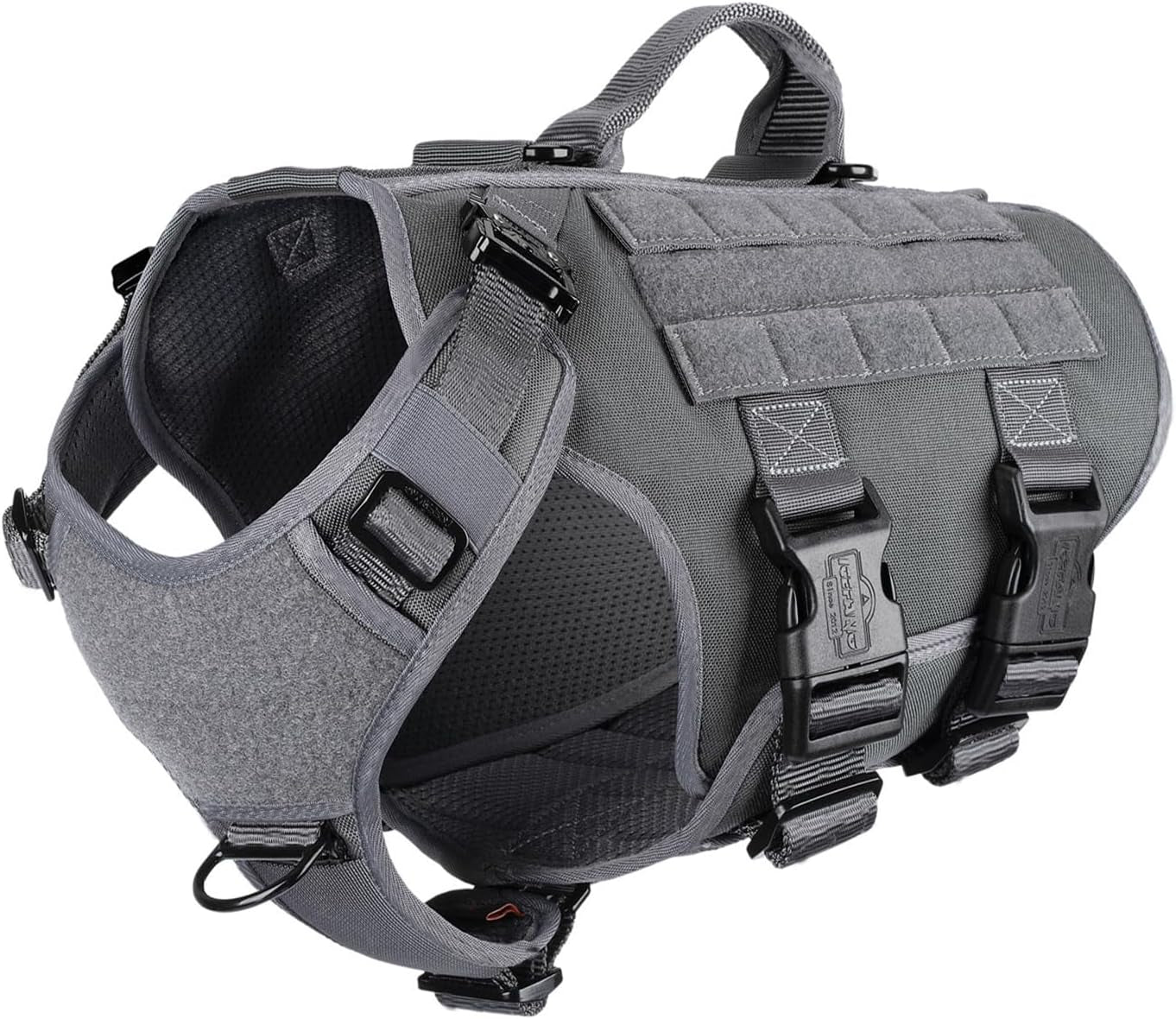 icefang-no-pull-tactical-dog-harness-for-large-dogs-adjustable-dog-vest-control-handle-molle-panel-front-hook-3-leash-clips-soft-padded-for-walking-training-pink-large