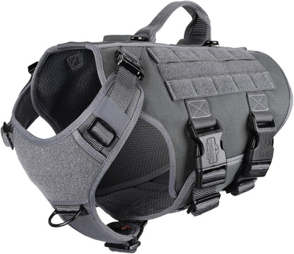 ICEFANG No Pull Tactical Dog Harness for Large Dogs,Adjustable Dog Vest | Control Handle,Molle Panel,Front Hook,3 Leash Clips,Soft Padded,For Walking Training,Pink,Large8