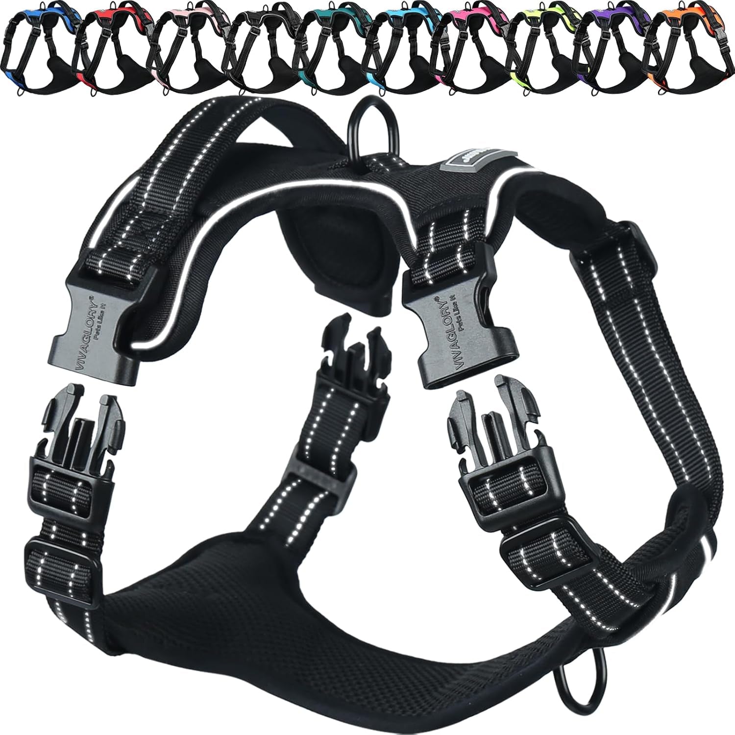 vivaglory-no-pull-dog-harness-vest-harness-l-orange-patterned-with-handle-front-and-back-clip-for-training-pulling-no-pull-escape-proof-padded-adjustable-for-pet-puppy