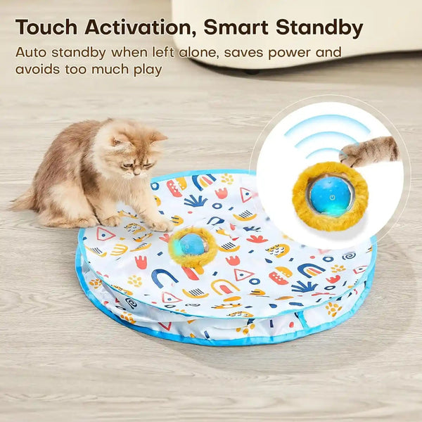 Potaroma Interactive Cat Toys, Fast Moving Ball in Play Mat, Automatic Motion Activated Ball Hide and Seek for Indoor Exercise Kicker, Animal Squeaky, 28 Inch Mat | Automatic Motion Activated Ball Hide and Seek for Indoor Exercise Kicker, Animal Squeaky, 28 Inch Mat6