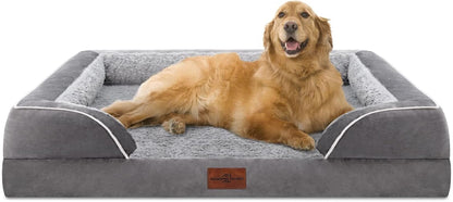 Comfort Expression Orthopedic Dog Bed for Extra Large Dogs with Bolster | Waterproof Dog Couch Bed with Washable Cover & Non-Slip Bottom, Supportive Egg Crate Foam XL Pet Bed, 42X30 Inch1