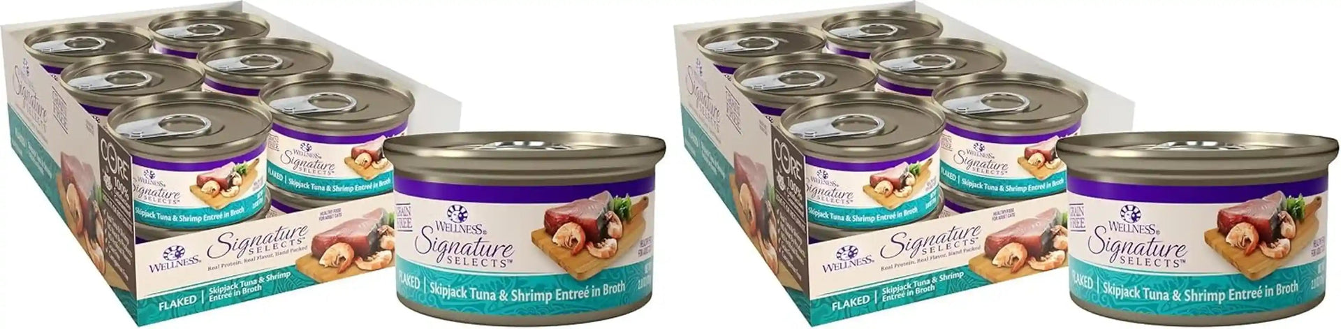 wellness-core-signature-selects-flaked-adult-canned-wet-cat-food-natural-protein-rich-grain-free-skipjack-tuna-and-wild-salmon-entree-recipe-2-8-oz-pack-of-12-cans