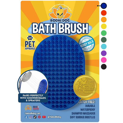 Bodhi Dog Shampoo Brush - Pet Grooming & Bath Supplies for Dogs and Cats - Bath Brush for Long & Short Hair - Premium Scrubber for Shower, Showerhead, Sprayer & Bathing (One Pack, Blue)1