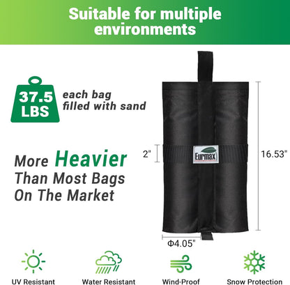USA 4-Pack 150LBS Capacity Universal Canopy Weight Bags,Heavy Duty Windproof Sandbags with All-Around Wrap Design,Ultimate Stability for Pop up Tent,Shelter in High Winds(Sand Not Included)6