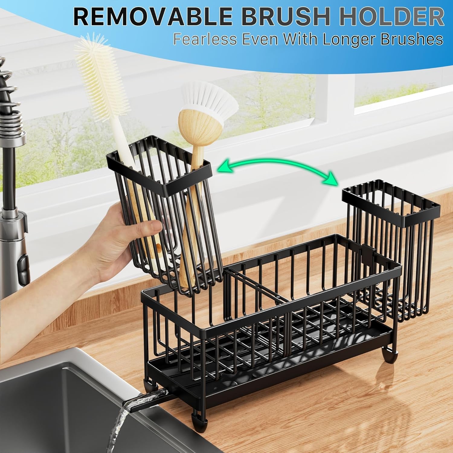 sponge-holder-for-kitchen-sink-sink-organizer-with-brush-holder-kitchen-countertop-organizers-and-storage-essentials-rustproof-304-stainless-steel-black-9-25
