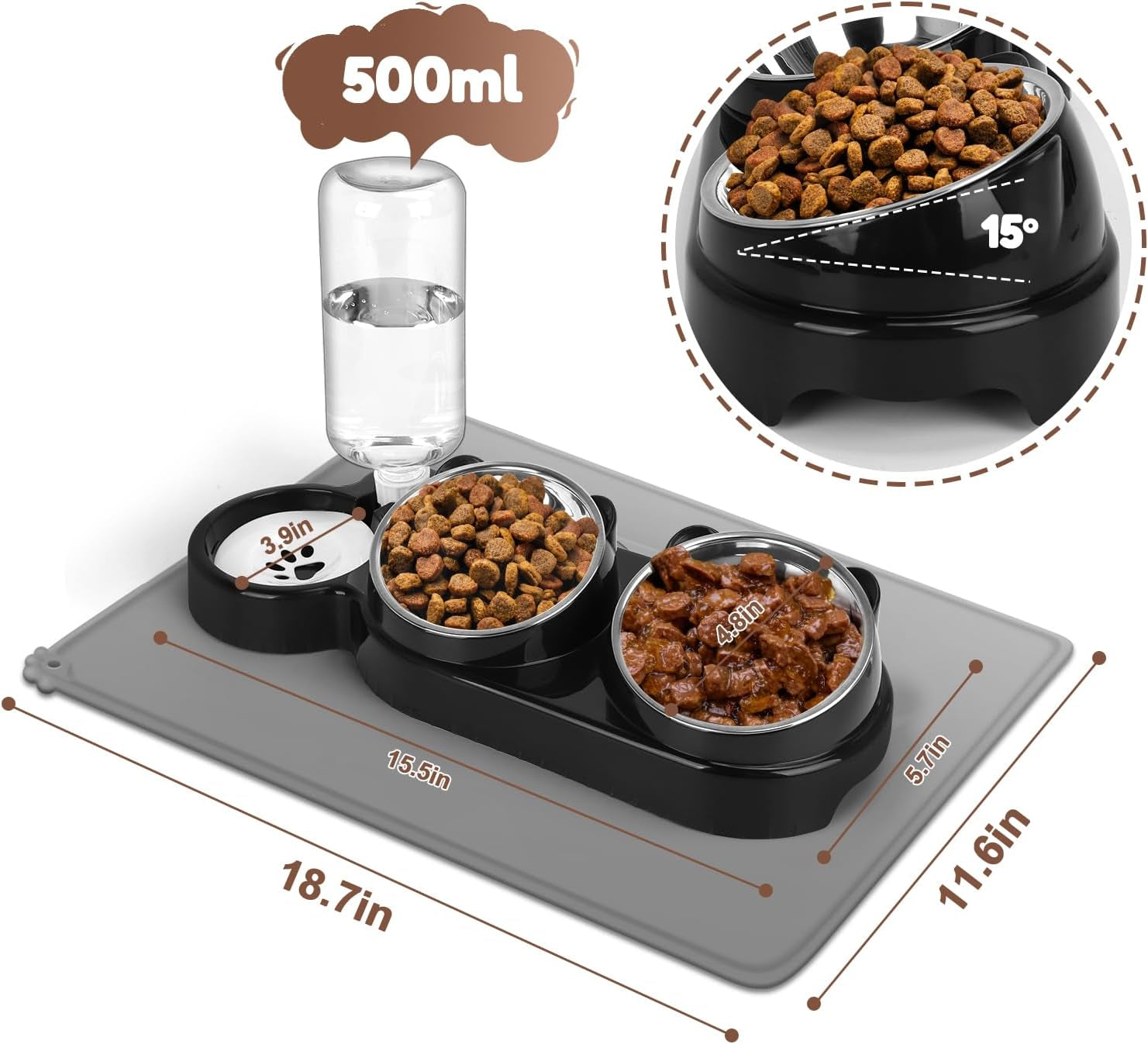 cat-food-and-water-bowl-set-stainless-steel-raised-cat-bowls-with-automatic-water-bottle-waterproof-mat-for-cats-puppies-3-in-1-pet-feeding-station-for-wet-dry-food-black