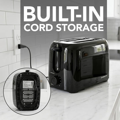 Electric 2 Slice Toaster Machine 6-Shade Setting, Black TP2210B | Compact Design and Removable Crumb Tray, 700W Power Perfect for Toasting Bread, Thin Bagels and Waffles4