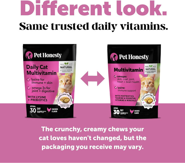 Cat Multivitamin Crunchy Creamy Chews - Daily Cat Vitamins with Lysine, Prebiotics, Omega 3 Fish Oil - Cat Treats for Immune Support, Skin Coat, Digestion, Heart + Joint Health (30-Day Supply)7