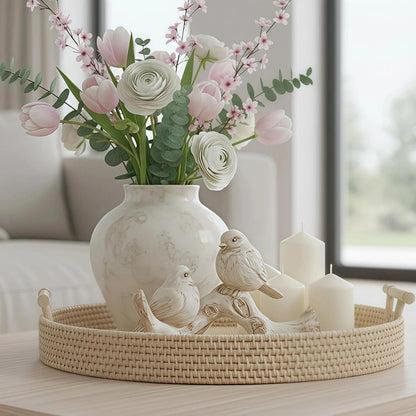 Bird Figurines Home Decor – Resin Tabletop Cream Love Birds on Branch, Farmhouse Shelf & Desk Accent for Living Room, Bedroom, Office, 6 X 2.3 X 3.4 Inches4