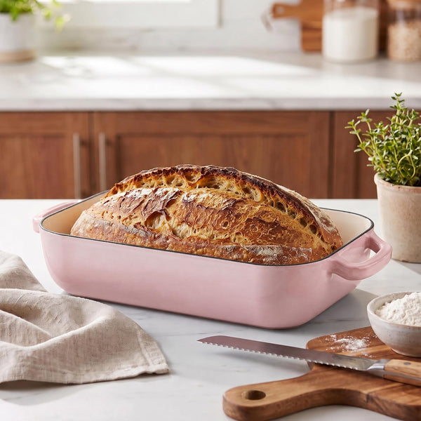 Large Cast Iron Dutch Oven Dome Pot with Lid, Enameled Bread Oven, Bread Pan for Homemade Sourdough Bread Baking, 6QT, Pink4