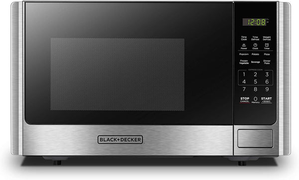 BLACK+DECKER Countertop Microwave Oven, 0.9 Cu.Ft, 900W, Stainless Steel | 10 Power Levels, Push-Button Door, Child Safety Lock, Countertop, 6 Auto Cook Presets1
