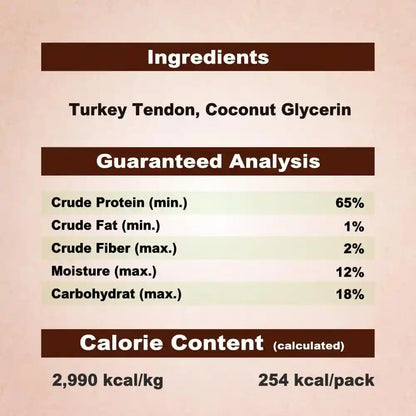 A Freschi Srl Turkey Tendons for Dogs, Usa-Sourced Human Grade, Rawhide-Free Long-Lasting Puppy Chews, All Natural Hypoallergenic Dog Treats for Small Breeds, Strips, 3Oz Pack6