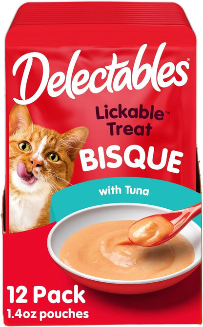 Delectables Bisque Lickable Wet Cat Treats - Chicken, Tuna & Shrimp, 12 Count12