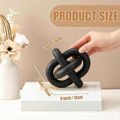 3 Link Wood Knot Decor Rustic Table Shelf Home Decor Accents,Black | Hand Carved Chain Link, Boho Decorative Knot for Coffee Table Bookshelf, Modern Rustic Accents for Living Room Bedroom2