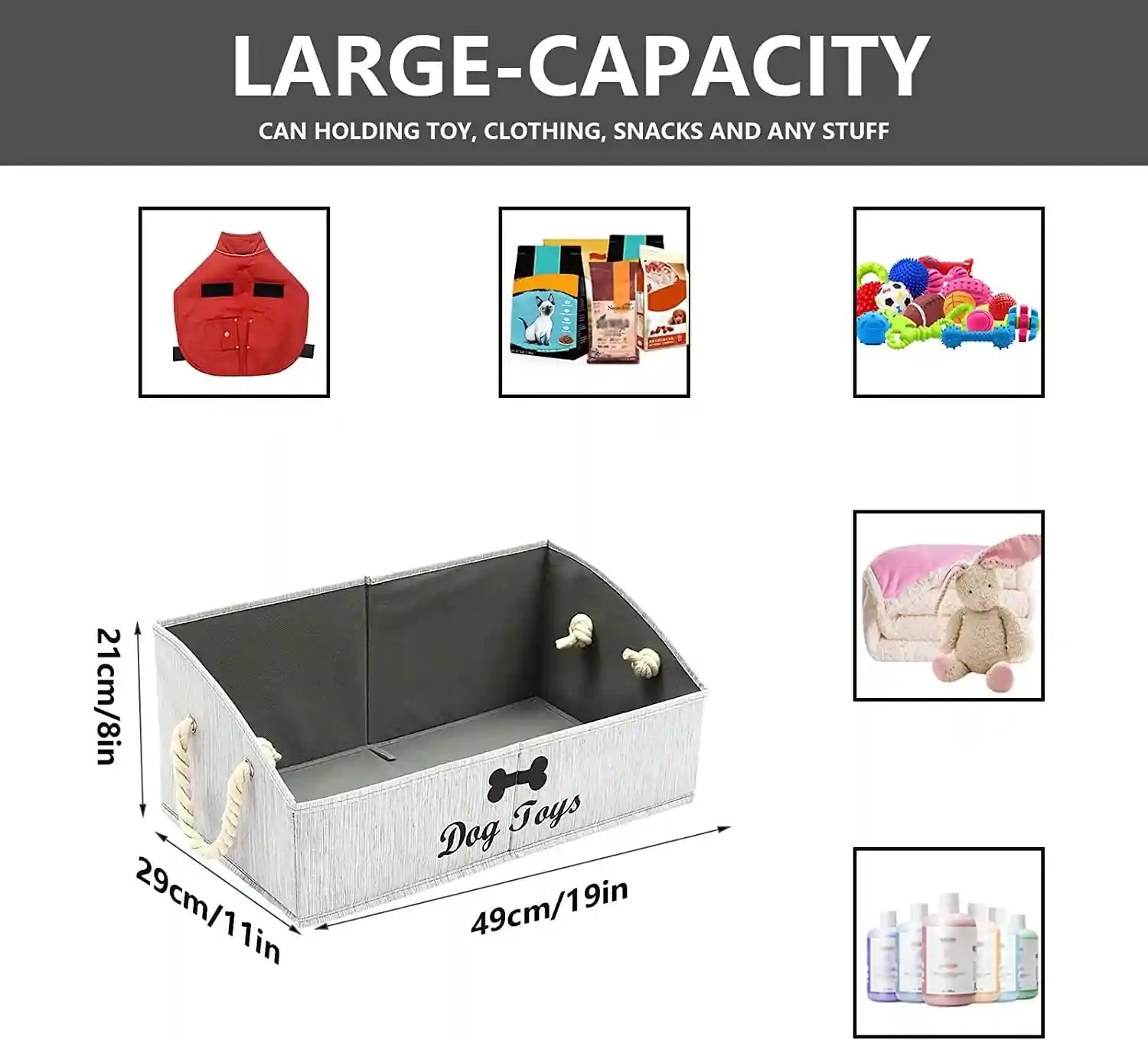 morezi-large-dog-toy-bin-puppy-shallow-toy-basket-dog-toy-storage-perfect-for-living-room-playroom-closet-home-organization-grey-canvas