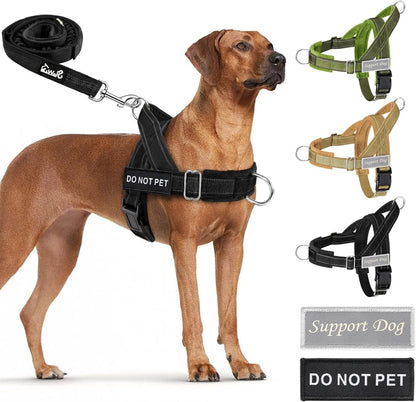 Slowton No Pull Dog Harness - Heavy Duty Dog Harness and Leash Set for Medium Large Dogs, Reflective Tactical Harness with Soft Padded and Front Clip for Easy Walk and Training (Black L)1