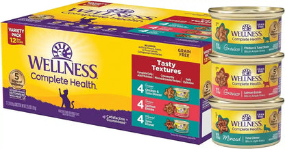 Wellness Complete Health Pate Variety Pack Adult Canned Wet Cat Food, Natural, Protein Rich, Grain Free, Seafood Favorites, 3 Oz, Pack of 24 Cans13