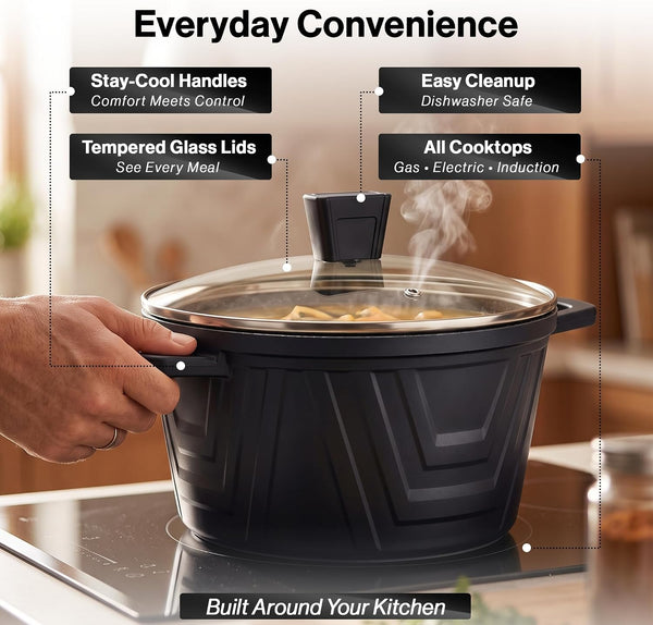 13Pcs Pots and Pans Set Nonstick, Marble Ceramic Coating Induction Cookware Set, Non Stick Kitchen Cooking Set with Frying Pans, Silicone Handles, Saucepans & Utensils, PFOA & PFOS Free7