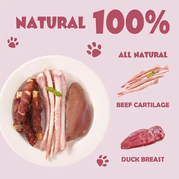 Dog Treats, Duck Wrapped Beef Cartilage Dog Chews, Long Lasting Grain Free Rawhide Free Natural Dental Dog Bones, Teeth Cleaning Training Treats for Small Medium Large Dogs Healthy Pet Snacks2