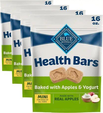 Blue Buffalo Mini Health Bars Apples & Yogurt Crunchy Dog Biscuits, Bite-Sized for Training, Oven-Baked with Real Apples & Natural Ingredients, Healthy Dog Treats, 16 Oz.16