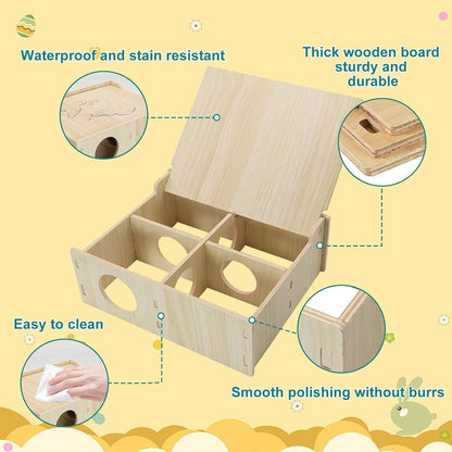 Hamster and Mouse Wooden Tunnel Cage Secret Peep Shed Waterproof | Chamber Hideout & Tunnel Exploring Toys Easy to Install2