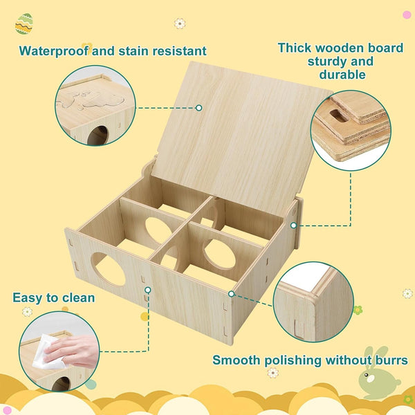 Hamster and Mouse Wooden Tunnel Cage Secret Peep Shed Waterproof | Chamber Hideout & Tunnel Exploring Toys Easy to Install2