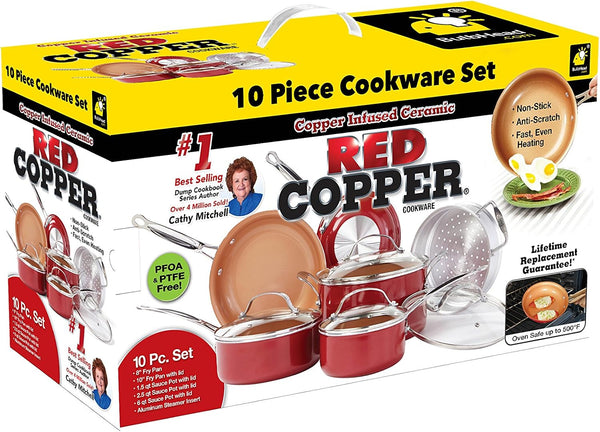 Red Copper 10 PC Copper-Infused Ceramic Non-Stick Cookware Set2