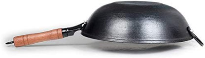 Zhensanhuan Cast Iron Woks and Stir Fry Pans, No Coating, Induction Suitable, Flat Bottom (32Cm/12.6In)4