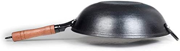 Zhensanhuan Cast Iron Woks and Stir Fry Pans, No Coating, Induction Suitable, Flat Bottom (32Cm/12.6In)4