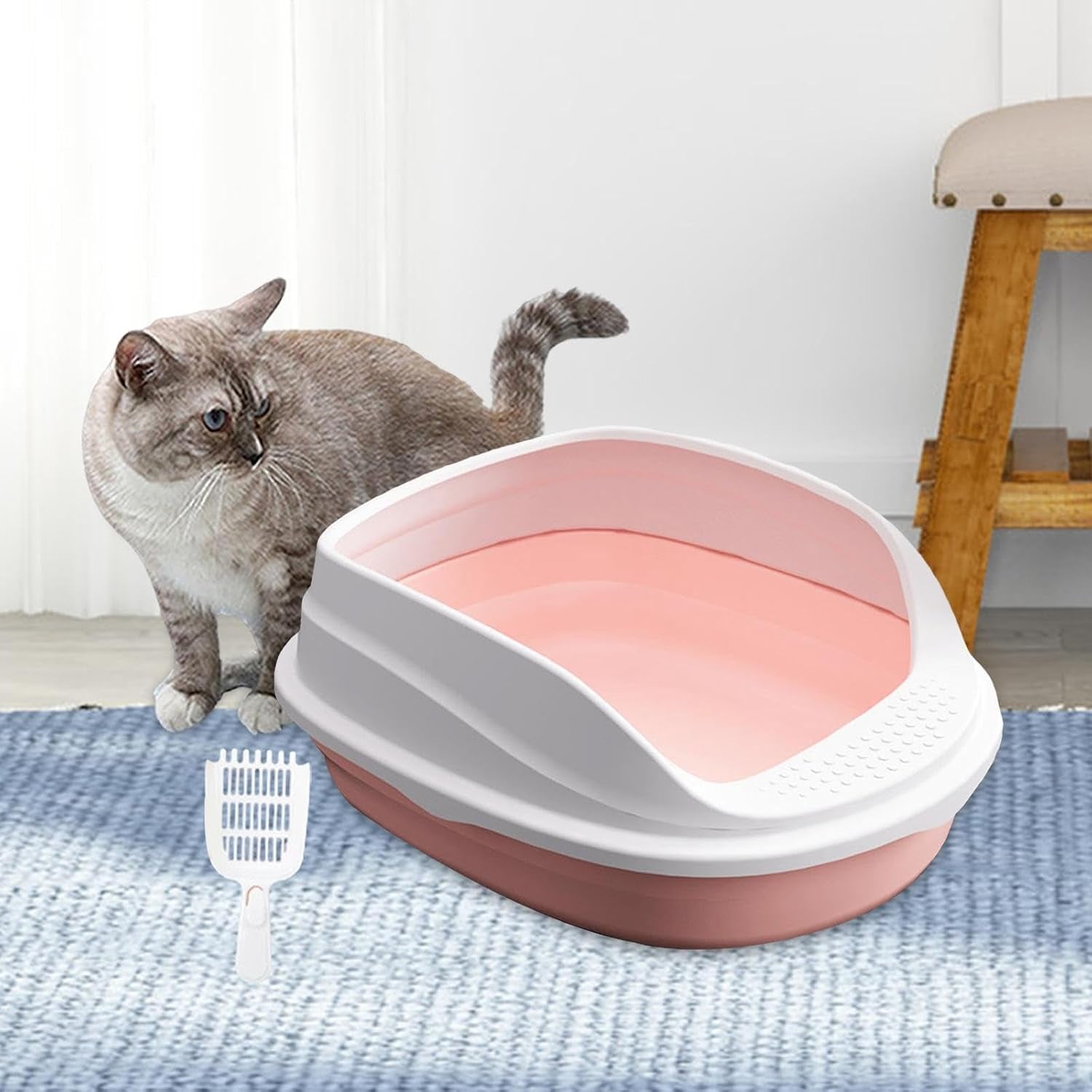 pet-litter-pan-with-scooper-open-top-litter-box-with-high-sides-non-slip-bottom-easy-to-clean-cat-litter-tray-for-indoor-cats-45cm