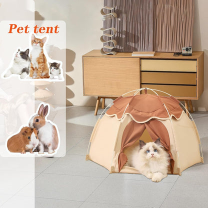 Gigreinc Cat Tent for Indoor, Indoor Dog House,Kitten Tent Suitable for Samll Dogs,Pet Cute Cave Nest Dog Houses(Beige, Medium)3